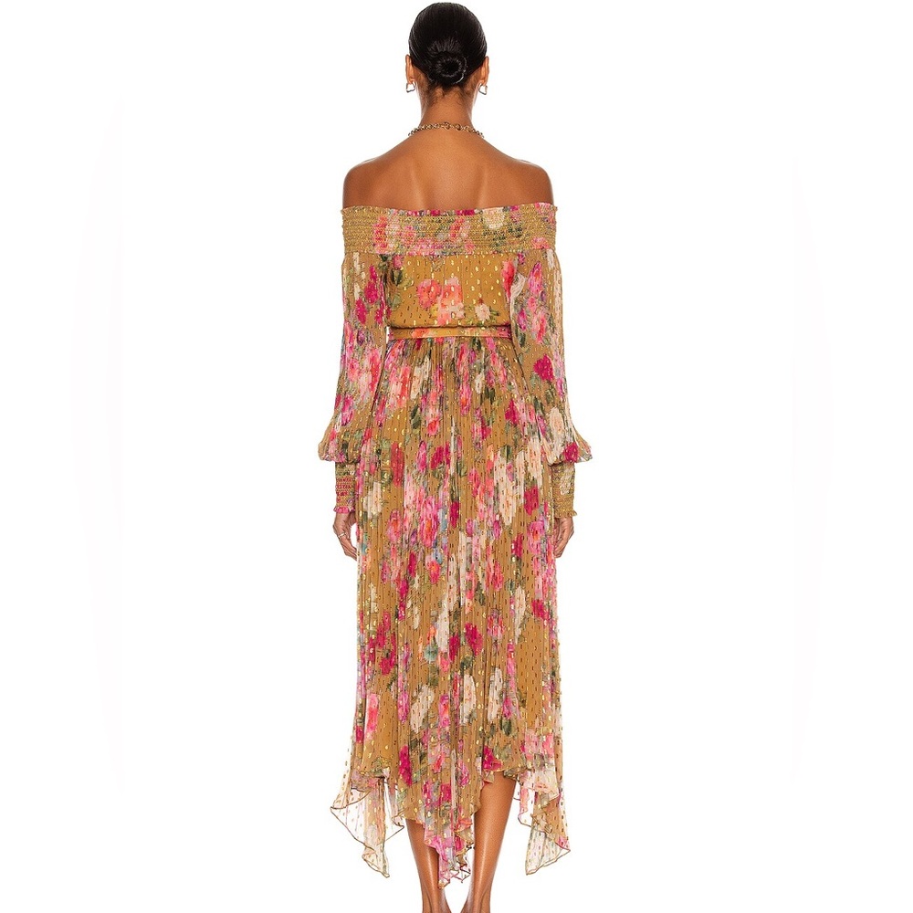 $569 Retail🔥Rococo Sand Avar Off Shoulder Asymmetrical Dress